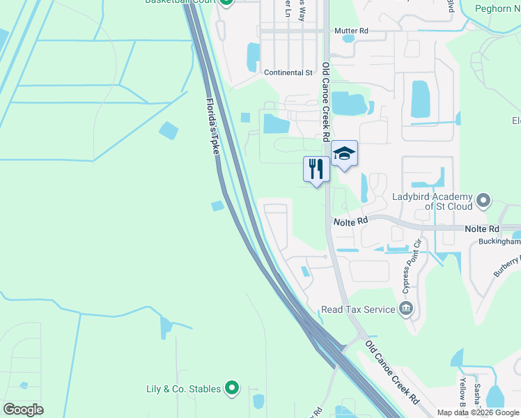 map of restaurants, bars, coffee shops, grocery stores, and more near 2486 Longpine Lane in St. Cloud