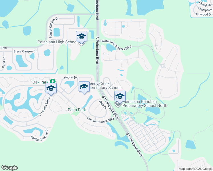 map of restaurants, bars, coffee shops, grocery stores, and more near 2462 Albany Drive in Kissimmee