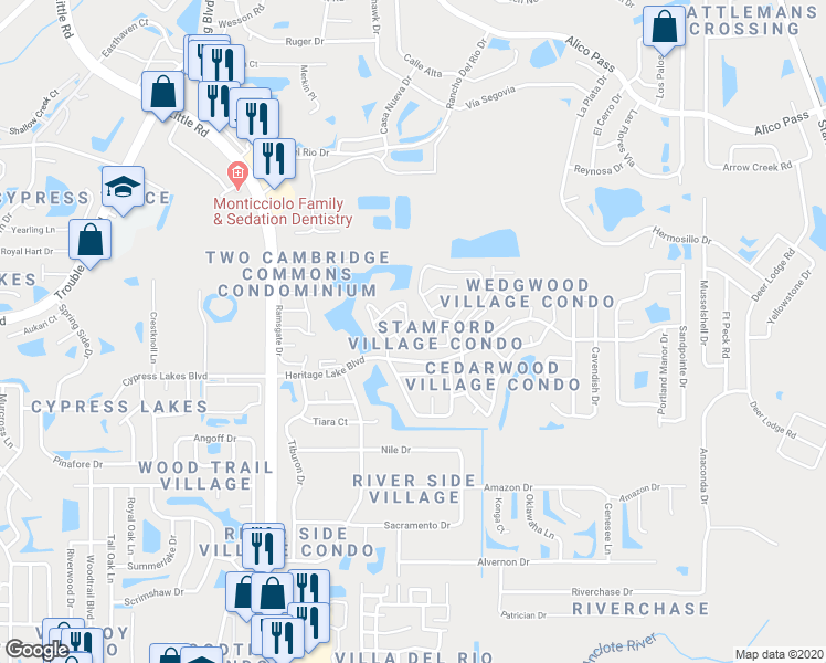 map of restaurants, bars, coffee shops, grocery stores, and more near 9322 Whitstone Court in New Port Richey