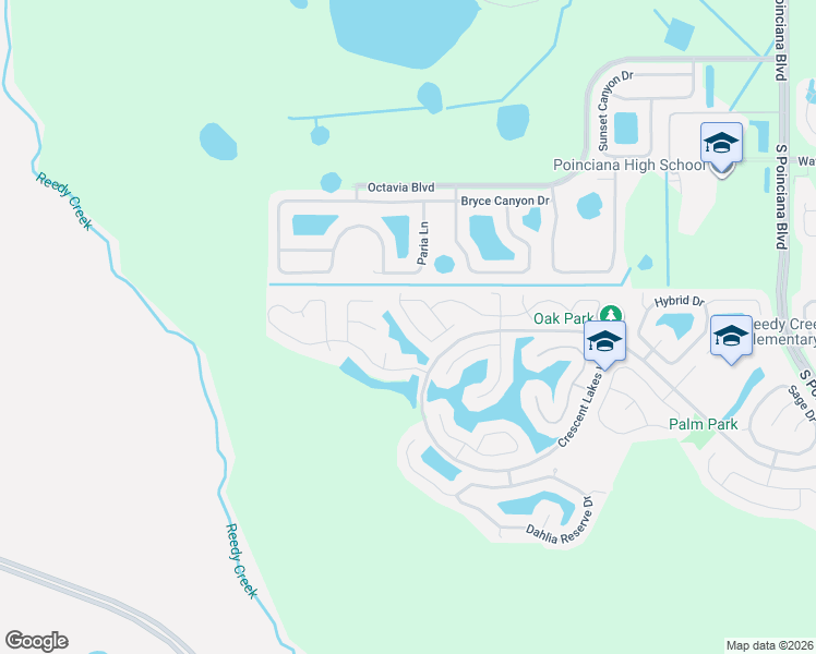 map of restaurants, bars, coffee shops, grocery stores, and more near 2417 Peace Circle in Kissimmee