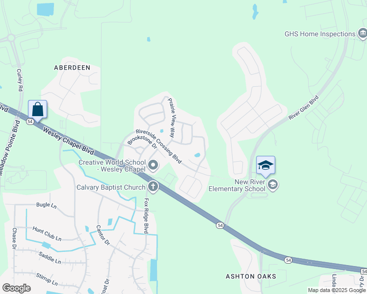 map of restaurants, bars, coffee shops, grocery stores, and more near 32240 Fish Hook Loop in Wesley Chapel