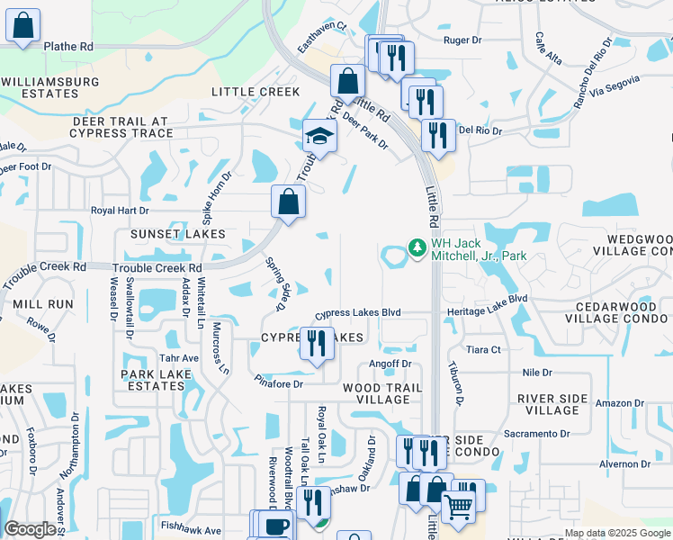 map of restaurants, bars, coffee shops, grocery stores, and more near 4831 Crestknoll Lane in Port Richey