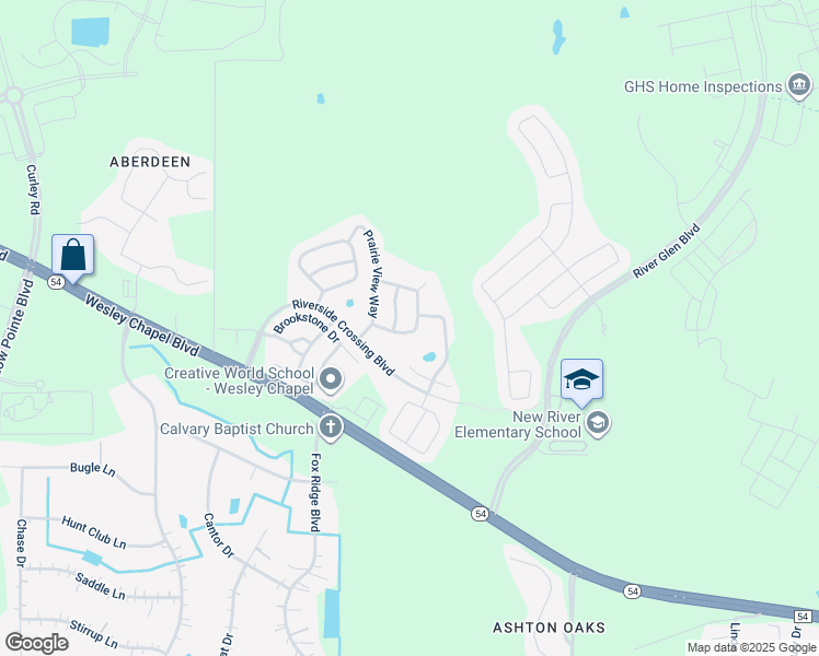 map of restaurants, bars, coffee shops, grocery stores, and more near 32323 Fish Hook Loop in Wesley Chapel