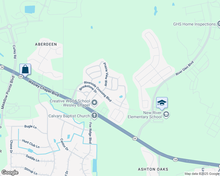 map of restaurants, bars, coffee shops, grocery stores, and more near 32227 Fish Hook Loop in Wesley Chapel