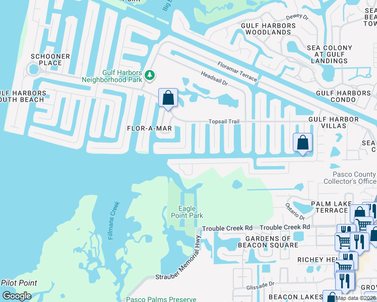map of restaurants, bars, coffee shops, grocery stores, and more near 4948 Marlin Drive in New Port Richey