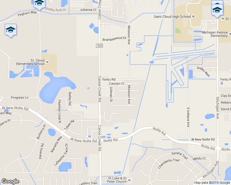 map of restaurants, bars, coffee shops, grocery stores, and more near 1931 West Clinton Drive in Saint Cloud
