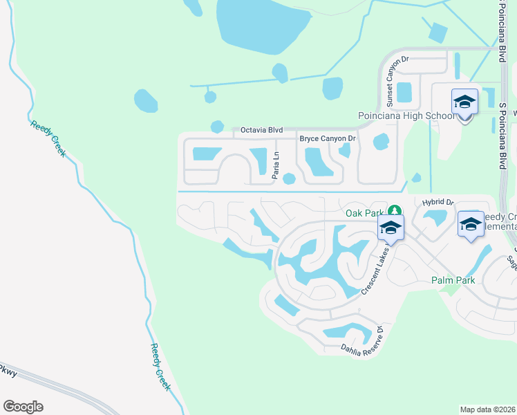 map of restaurants, bars, coffee shops, grocery stores, and more near 2417 Peace Circle in Kissimmee