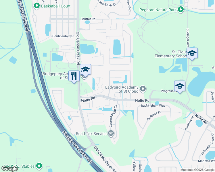 map of restaurants, bars, coffee shops, grocery stores, and more near 2488 Pine Chase Circle in St. Cloud