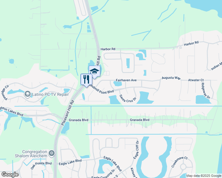 map of restaurants, bars, coffee shops, grocery stores, and more near 3229 Windmill Point Boulevard in Kissimmee