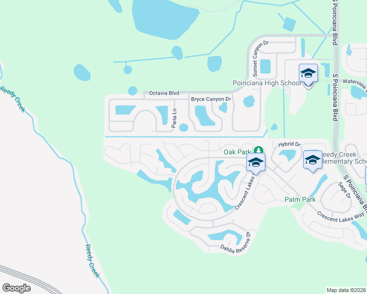 map of restaurants, bars, coffee shops, grocery stores, and more near 5424 Harmony Lane in Kissimmee