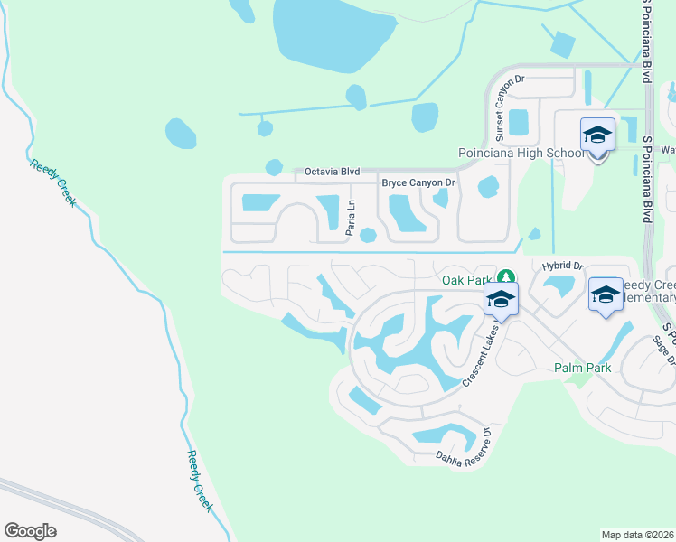 map of restaurants, bars, coffee shops, grocery stores, and more near 2417 Peace Circle in Kissimmee