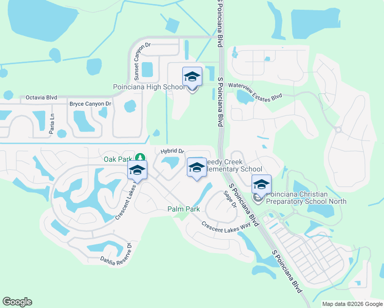map of restaurants, bars, coffee shops, grocery stores, and more near 5108 Violet Lane in Kissimmee