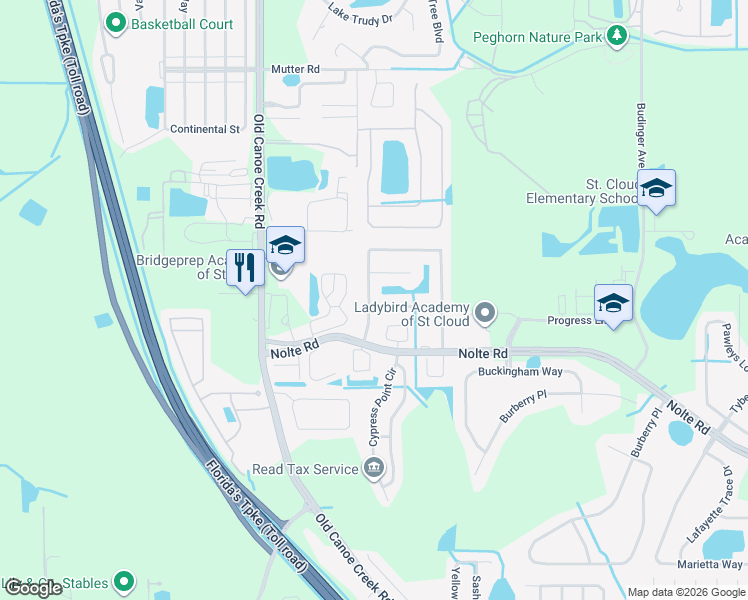map of restaurants, bars, coffee shops, grocery stores, and more near 2488 Pine Chase Circle in St. Cloud