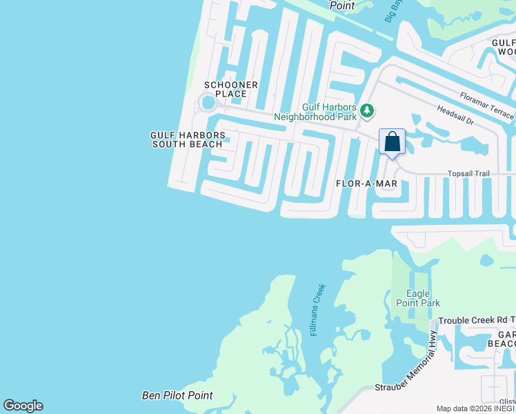 map of restaurants, bars, coffee shops, grocery stores, and more near 4948 South Shore Drive in New Port Richey