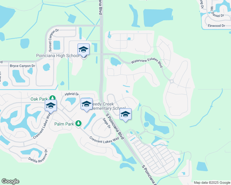 map of restaurants, bars, coffee shops, grocery stores, and more near 2409 Ravendale Court in Kissimmee