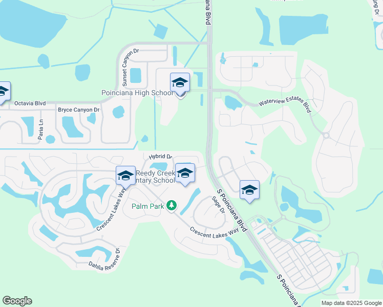 map of restaurants, bars, coffee shops, grocery stores, and more near 5119 Violet Lane in Kissimmee