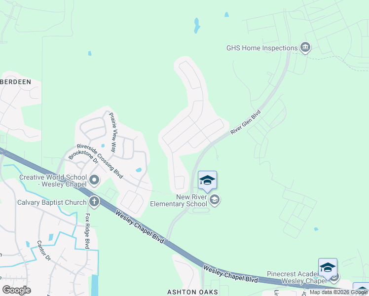 map of restaurants, bars, coffee shops, grocery stores, and more near 32516 Harmony Oaks Drive in Wesley Chapel
