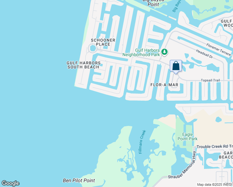 map of restaurants, bars, coffee shops, grocery stores, and more near 4952 South Shore Drive in New Port Richey