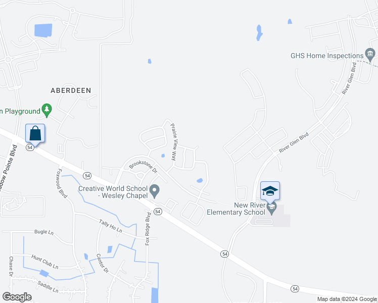 map of restaurants, bars, coffee shops, grocery stores, and more near 32411 Fish Hook Loop in Wesley Chapel