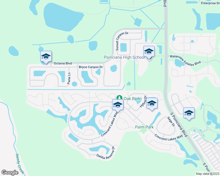 map of restaurants, bars, coffee shops, grocery stores, and more near 2363 Andrews Valley Drive in Kissimmee