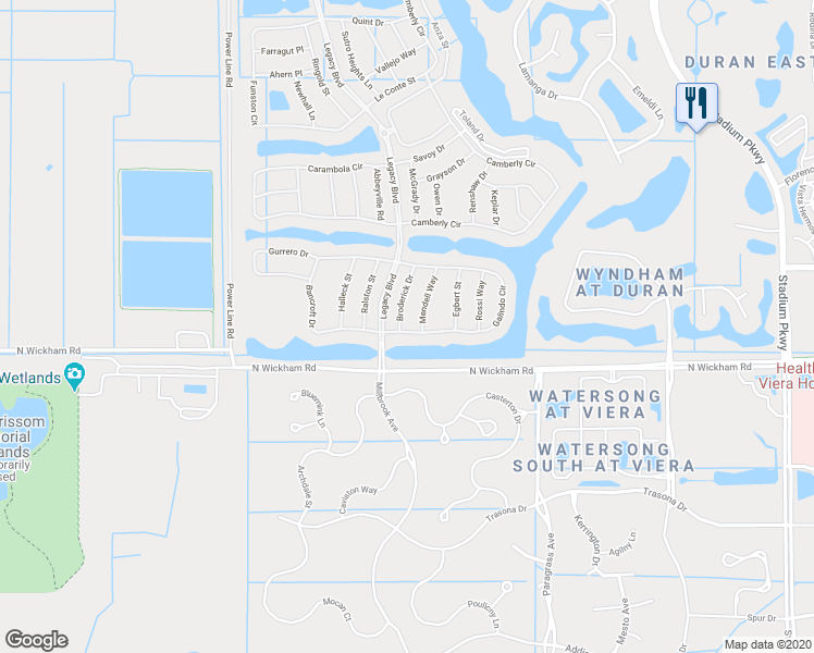 map of restaurants, bars, coffee shops, grocery stores, and more near 7257 Broderick Drive in Melbourne