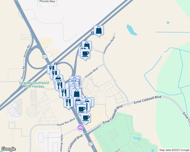map of restaurants, bars, coffee shops, grocery stores, and more near 5020 Christopher Crossing in Davenport