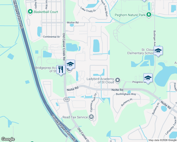 map of restaurants, bars, coffee shops, grocery stores, and more near 2476 Pine Chase Circle in St. Cloud