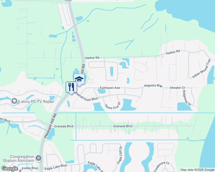 map of restaurants, bars, coffee shops, grocery stores, and more near 3257 Fairhaven Avenue in Kissimmee