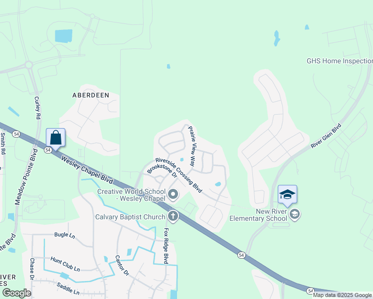 map of restaurants, bars, coffee shops, grocery stores, and more near 5118 New Savannah Circle in Wesley Chapel