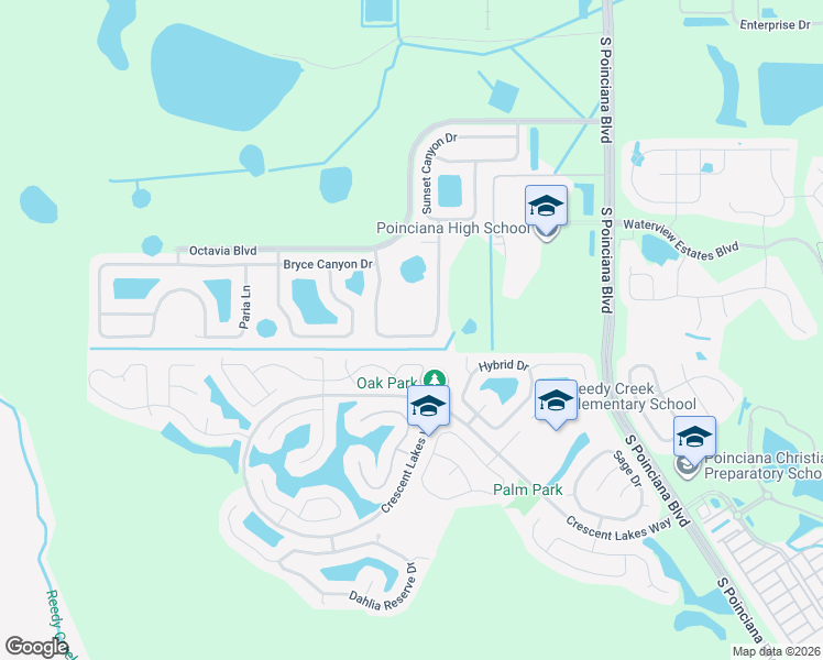 map of restaurants, bars, coffee shops, grocery stores, and more near 2358 Andrews Valley Drive in Kissimmee