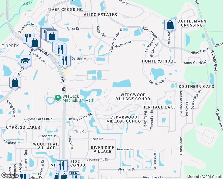 map of restaurants, bars, coffee shops, grocery stores, and more near 4953 Bostonian Loop in New Port Richey