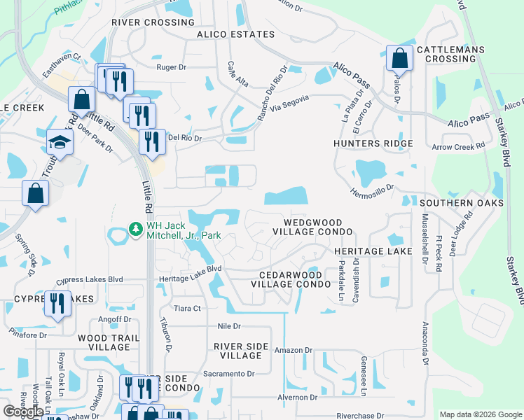 map of restaurants, bars, coffee shops, grocery stores, and more near 4953 Bostonian Loop in New Port Richey