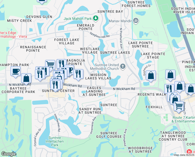 map of restaurants, bars, coffee shops, grocery stores, and more near 373 Carmel Drive in Melbourne