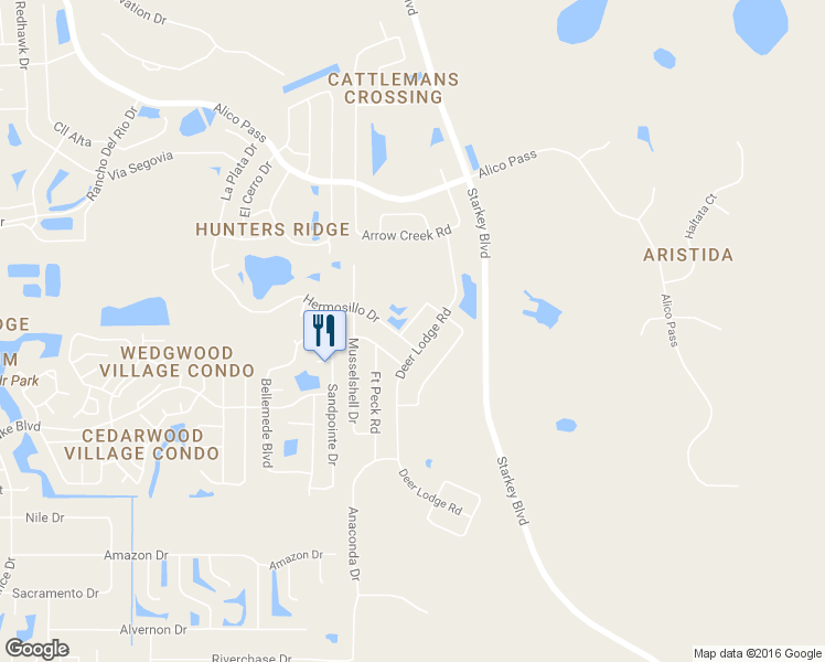 map of restaurants, bars, coffee shops, grocery stores, and more near 5004 Gallatin Drive in New Port Richey