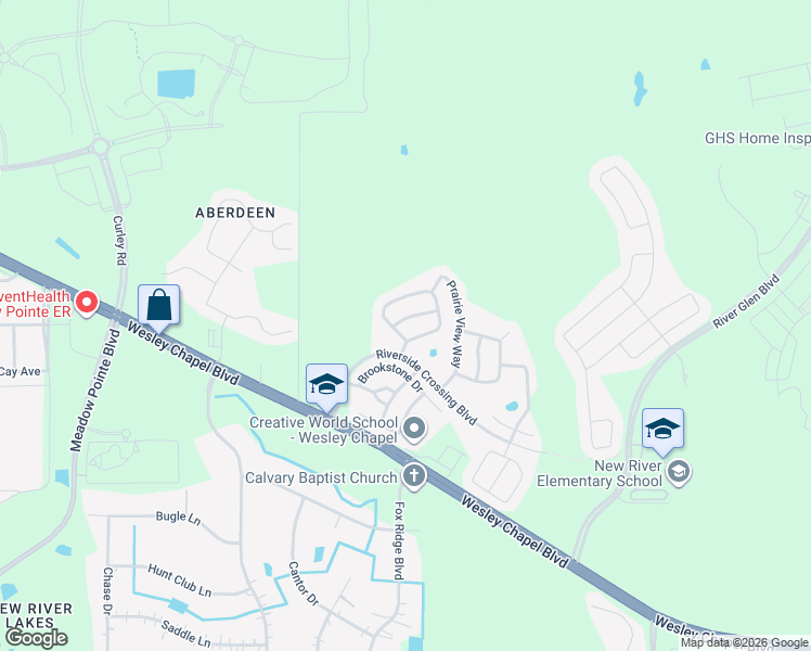 map of restaurants, bars, coffee shops, grocery stores, and more near 32048 Cypress Valley Dr in Wesley Chapel