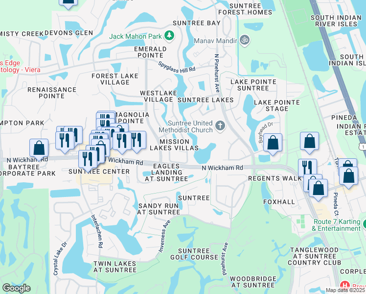 map of restaurants, bars, coffee shops, grocery stores, and more near 458 Carmel Drive in Melbourne