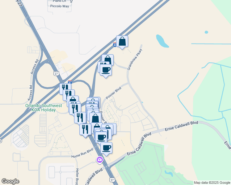 map of restaurants, bars, coffee shops, grocery stores, and more near 5020 Christopher Xing in Davenport