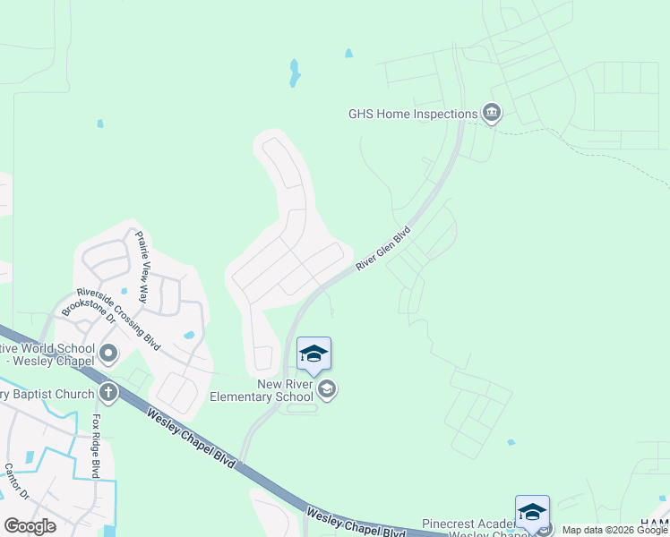 map of restaurants, bars, coffee shops, grocery stores, and more near 32732 Coldwater Creek Loop in Wesley Chapel