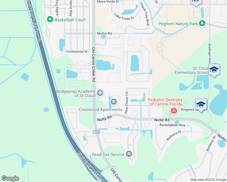 map of restaurants, bars, coffee shops, grocery stores, and more near 2923 Duchess Oak Court in St. Cloud
