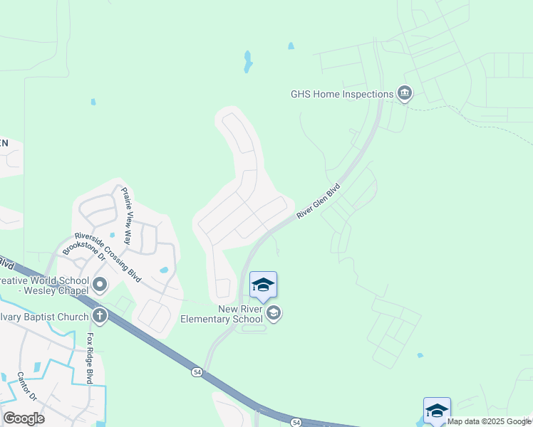 map of restaurants, bars, coffee shops, grocery stores, and more near 32711 Coldwater Creek Loop in Wesley Chapel
