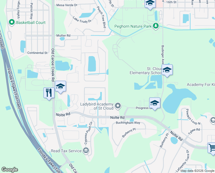 map of restaurants, bars, coffee shops, grocery stores, and more near 2436 Pine Chase Circle in St. Cloud