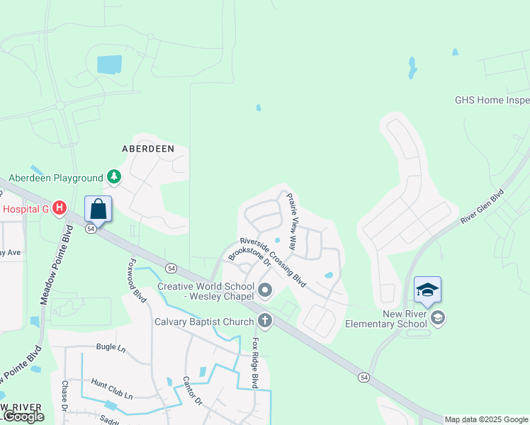 map of restaurants, bars, coffee shops, grocery stores, and more near 32048 Cypress Valley Drive in Wesley Chapel