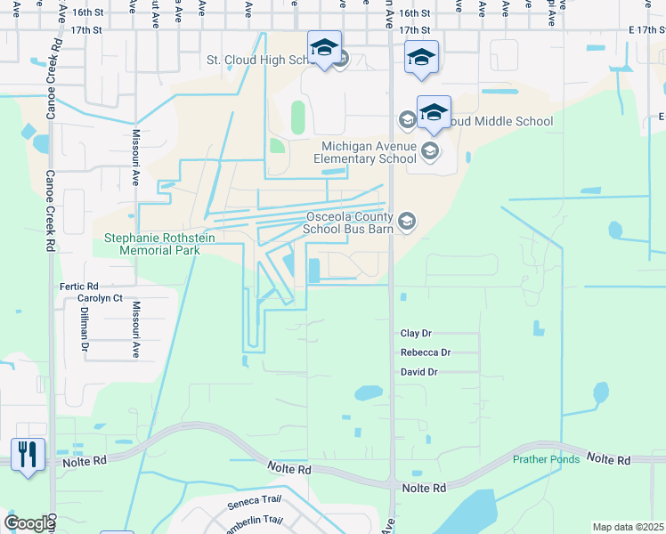 map of restaurants, bars, coffee shops, grocery stores, and more near 2758 Andes Way in St. Cloud