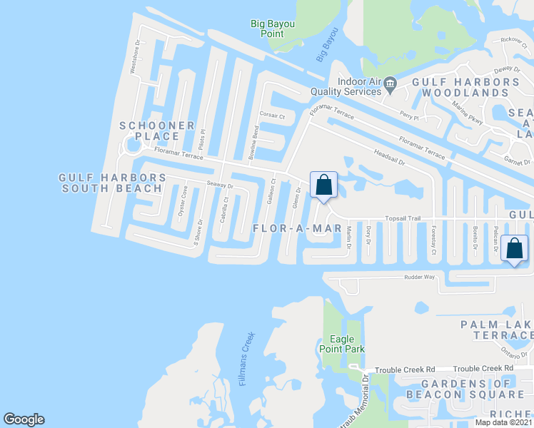 map of restaurants, bars, coffee shops, grocery stores, and more near 1 Galleon Court in New Port Richey