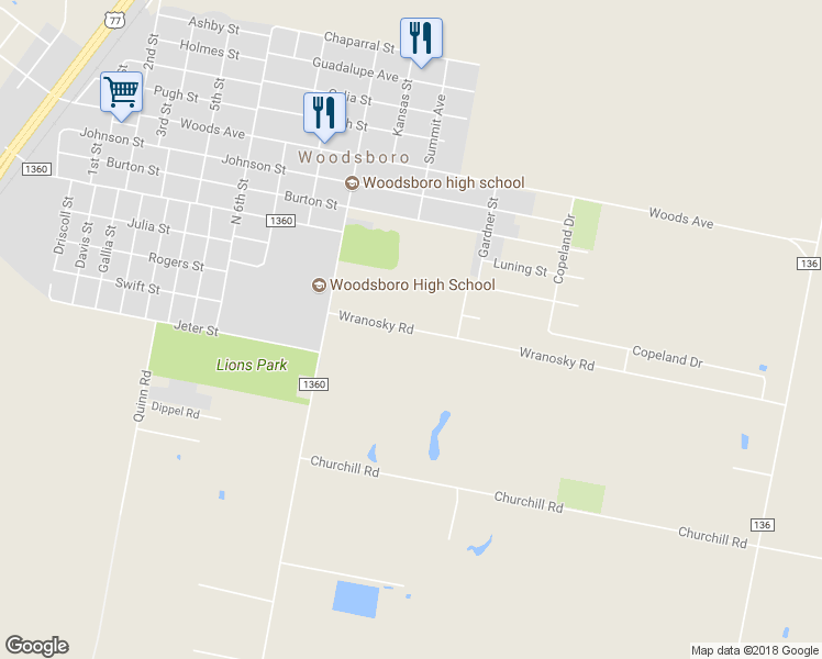 map of restaurants, bars, coffee shops, grocery stores, and more near 109 Wranosky Road in Woodsboro