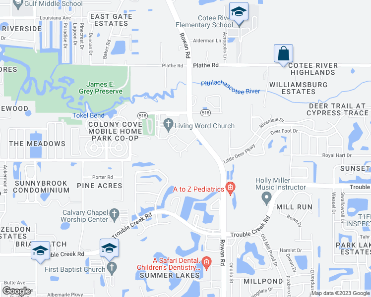 map of restaurants, bars, coffee shops, grocery stores, and more near in Pasco County