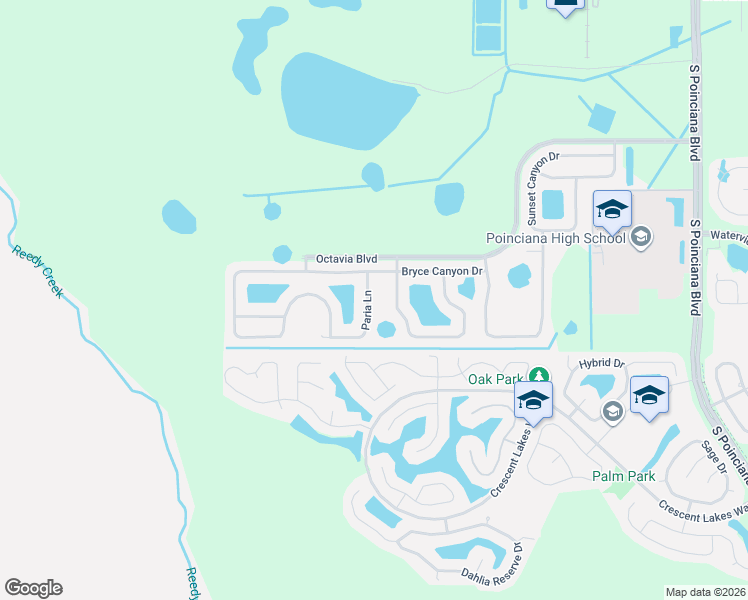 map of restaurants, bars, coffee shops, grocery stores, and more near 2209 Paria Lane in Kissimmee
