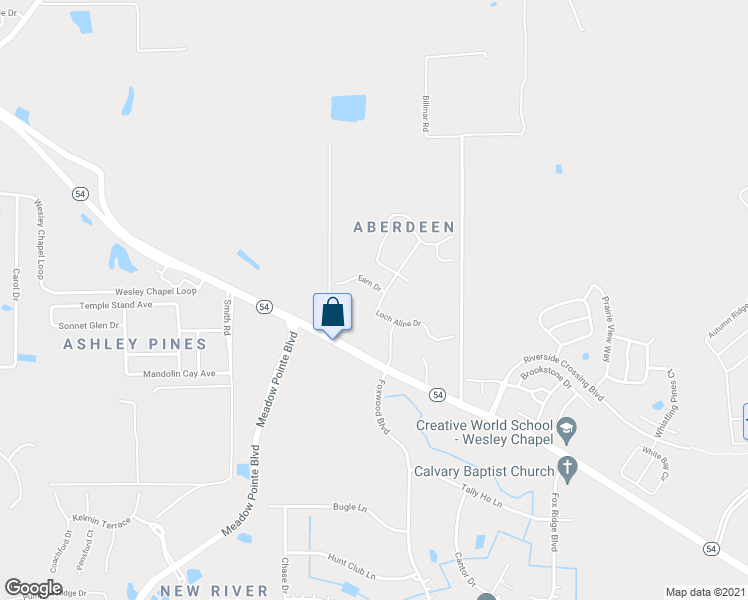 map of restaurants, bars, coffee shops, grocery stores, and more near 31546 Loch Aline Drive in Wesley Chapel