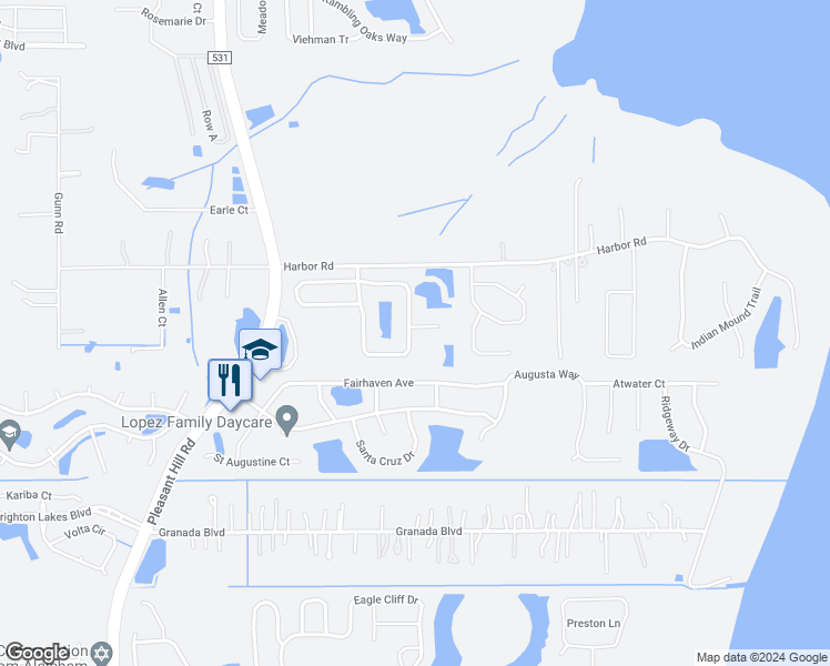 map of restaurants, bars, coffee shops, grocery stores, and more near 2388 Great Harbor Drive in Kissimmee