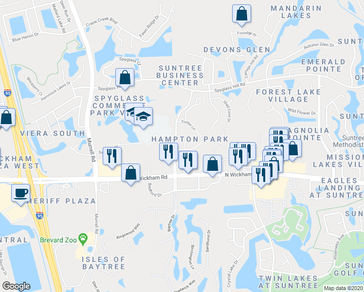map of restaurants, bars, coffee shops, grocery stores, and more near 310 Steeplechase Lane in Melbourne